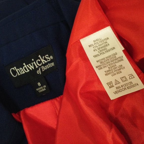 Vintage Y2K Blazer Chadwicks of Boston Floral Embroidered Ladies-8(M) Navy - Picture 9 of 12